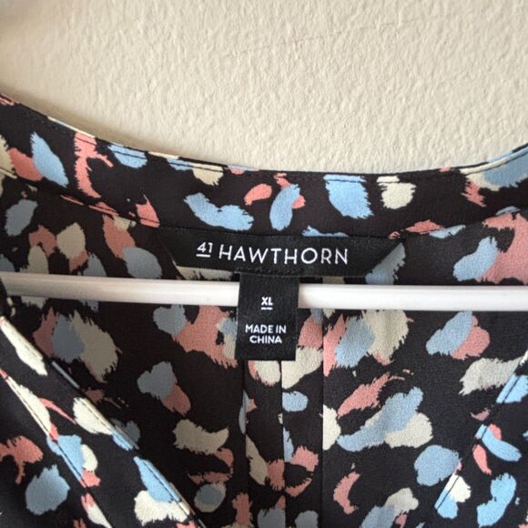 41 Hawthorn Black Multicolored Patterned Chiffon Top - Size XL - Picture 3 of 9